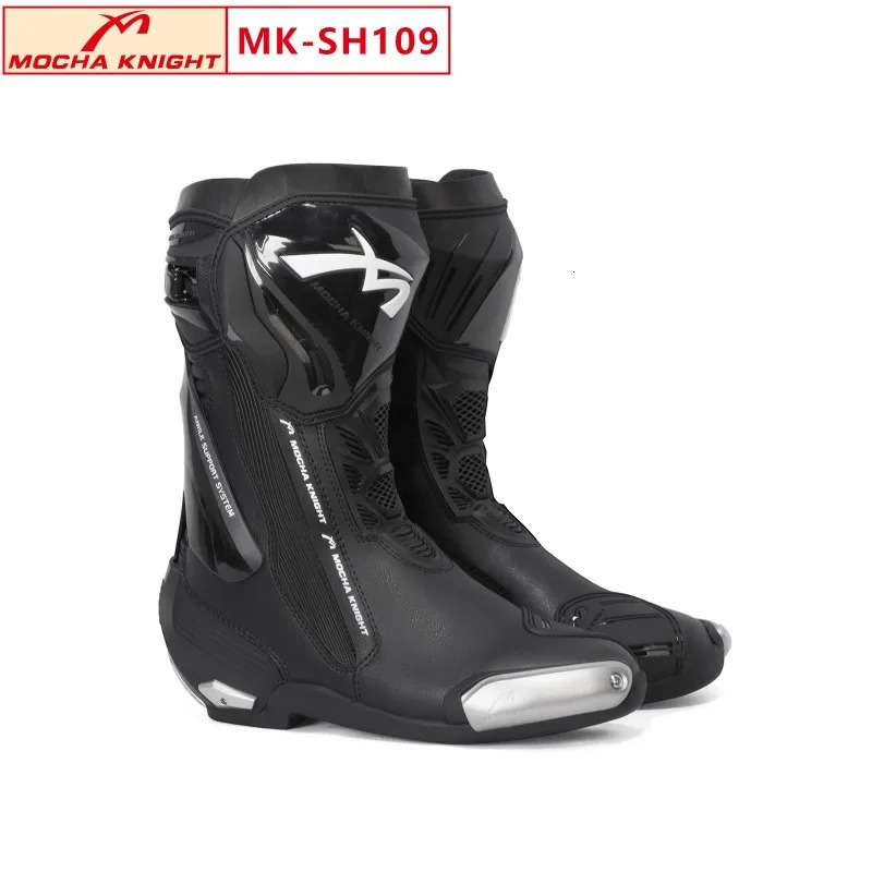 CE Certified DoubleLayer Waterproof Motorcycle Boots BENKIA SH109 Mocha Professional Track Racing Competition Footwear 260307
