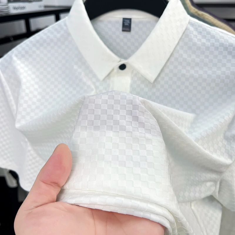 Seamless Polo Shirt - Short Sleeve Ice Silk Feel Nordic Style Soft Comfortable Summer Wear Mens Golf Shirt 260305