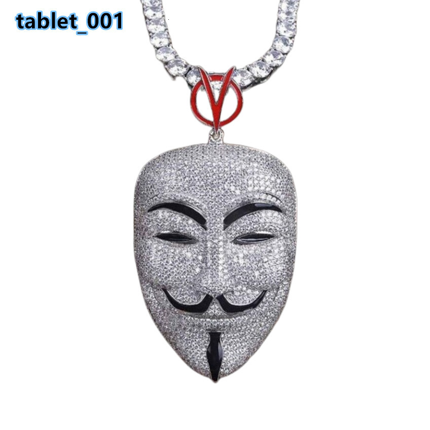Hip Hop Bling Jewelry Iced Out VVS Moissanite V for Vendetta Pendant Rapper Sterling Silver 925 Custom Mask Pendant