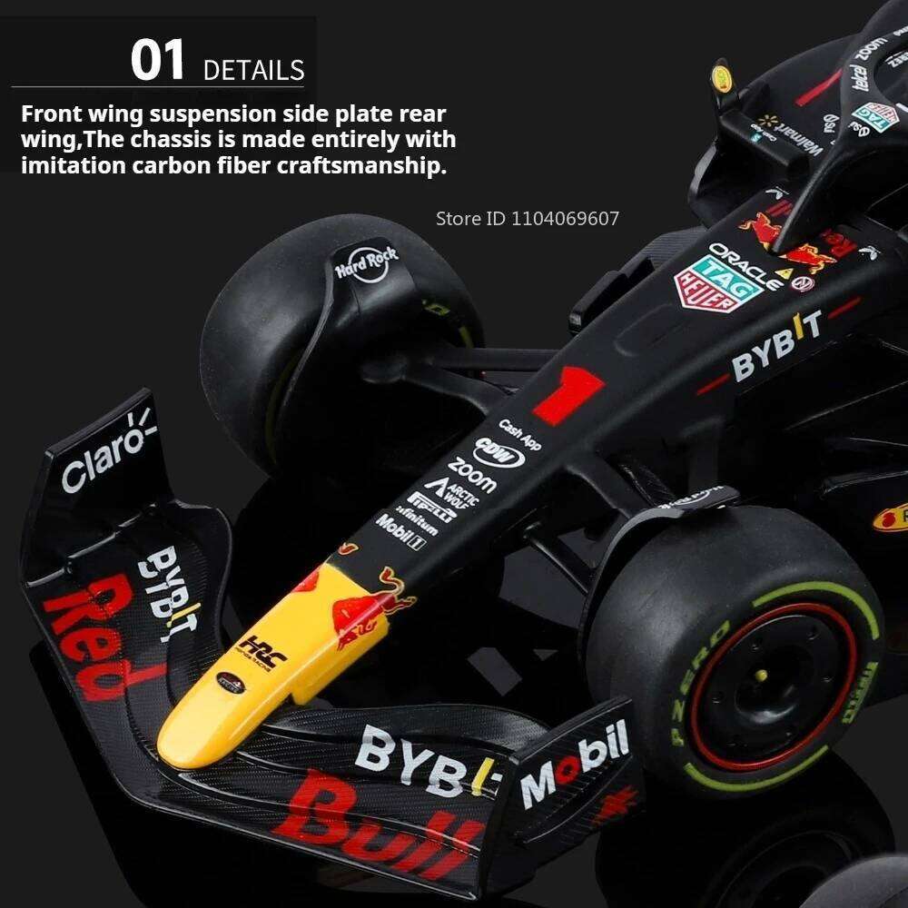 1:24 F1 Oracle Red Bull Racing RB19 Verstappen Model Cars Toys Floral Painting Wheel Steering Exquisite Miniature Car Boys Gifts Z260307