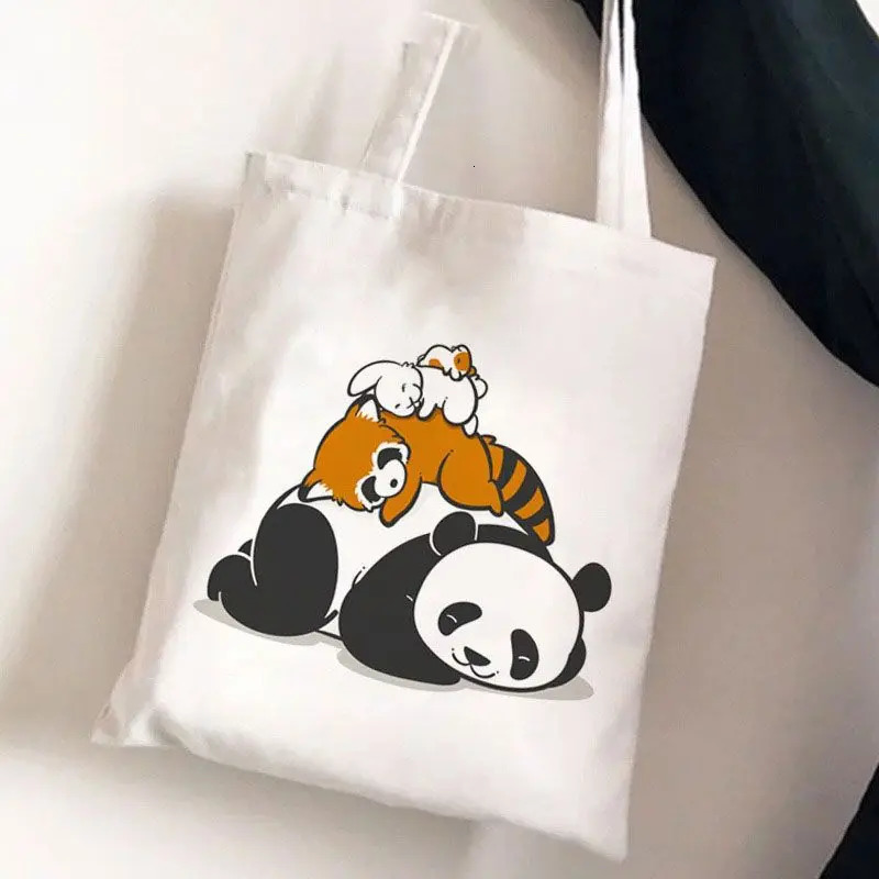 Cute Panda Printed Shopping Bag Graphic Shoulder Bags Students Girls Funny Office Casual Female Large Capacity Handbags 260307