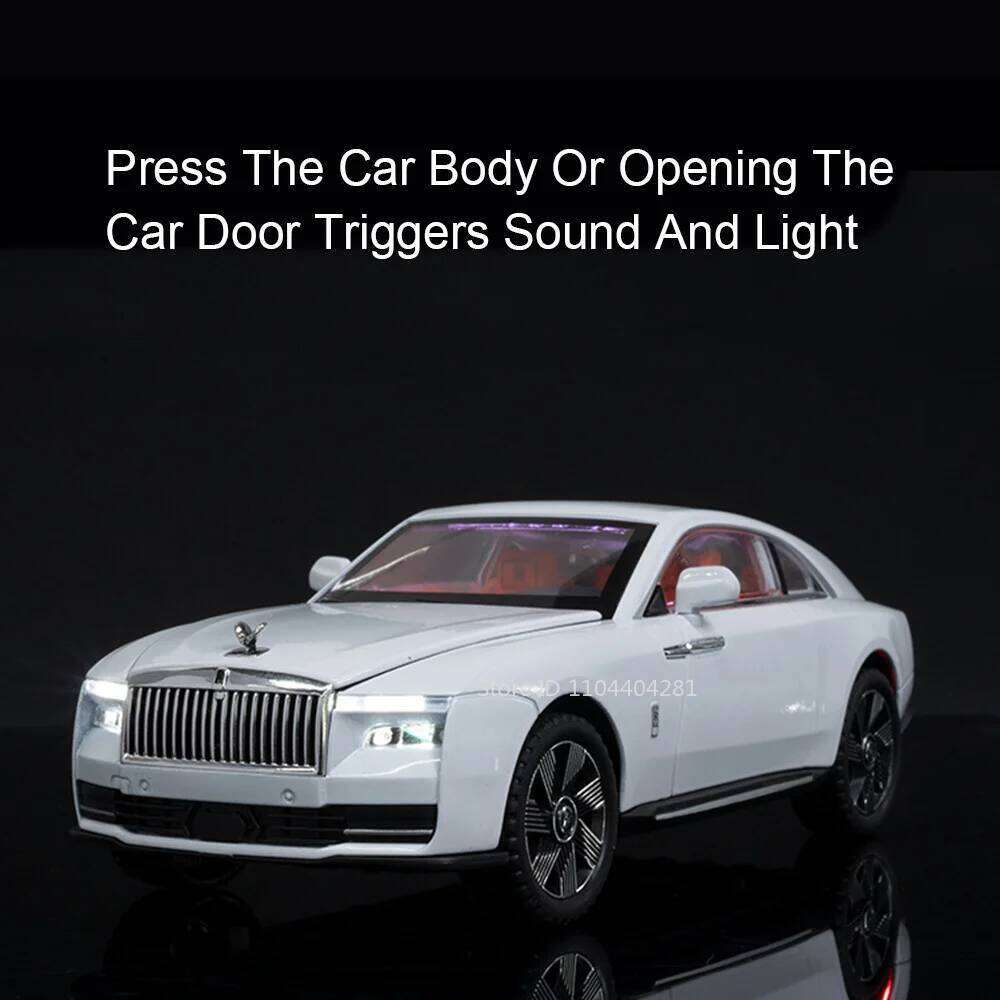1:24 Rolls Royce Spectre Phantom Toys Miniature Car Diecast Alloy Model Sound Light Pull Back Front Wheel Steering Friend's Gift Z260306