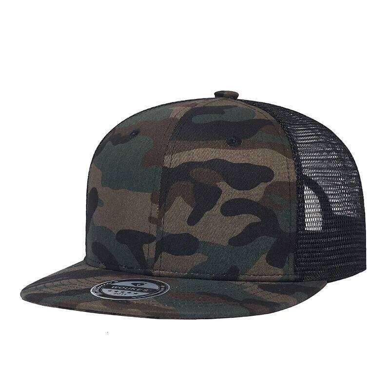 Custom Logo Summer Camouflage Printed Cotton Hip Hop Cap Men and Women Fashion Baseball Hat Adjustable Flat Edge Trucker Hats Y260304