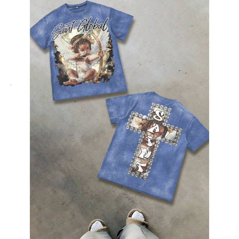 Luxury Brand Designer Clothes Pure Cotton Washed 230G T-Shirt Combining Faith And Fashion: Cheru