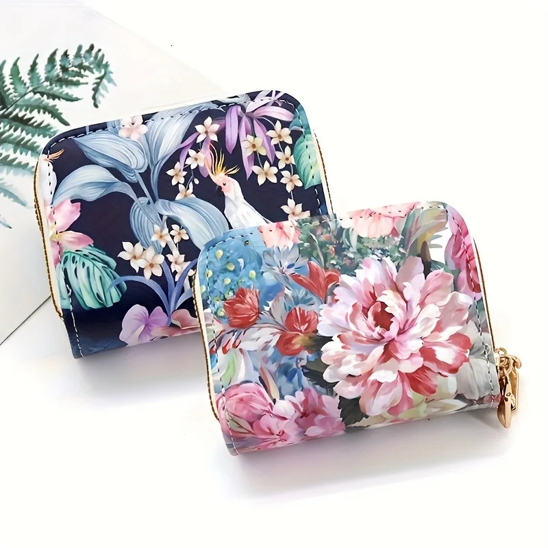 Card Bag with Chinese Style Printed Double Zipper for Women Large Capacity Multi slot Wallet functional Light 260307