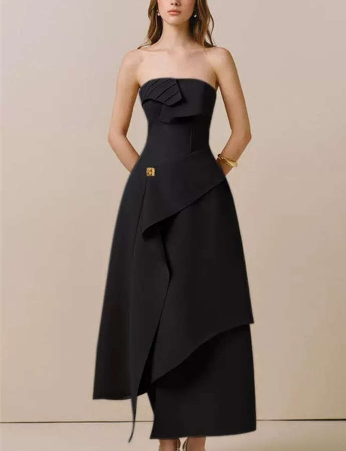 A a3 sexy strapless dress with an asymmetrical hem that catches the attention of the goddess in the 2026 spring/summer niche design