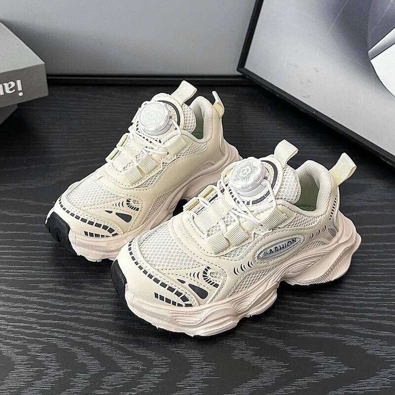 Children's Sneakers 3-18 Years Old Beige Breathable Boys and Girls Silver Hundred Non-slip Kids Casual Baby Shoes H260207 H260305