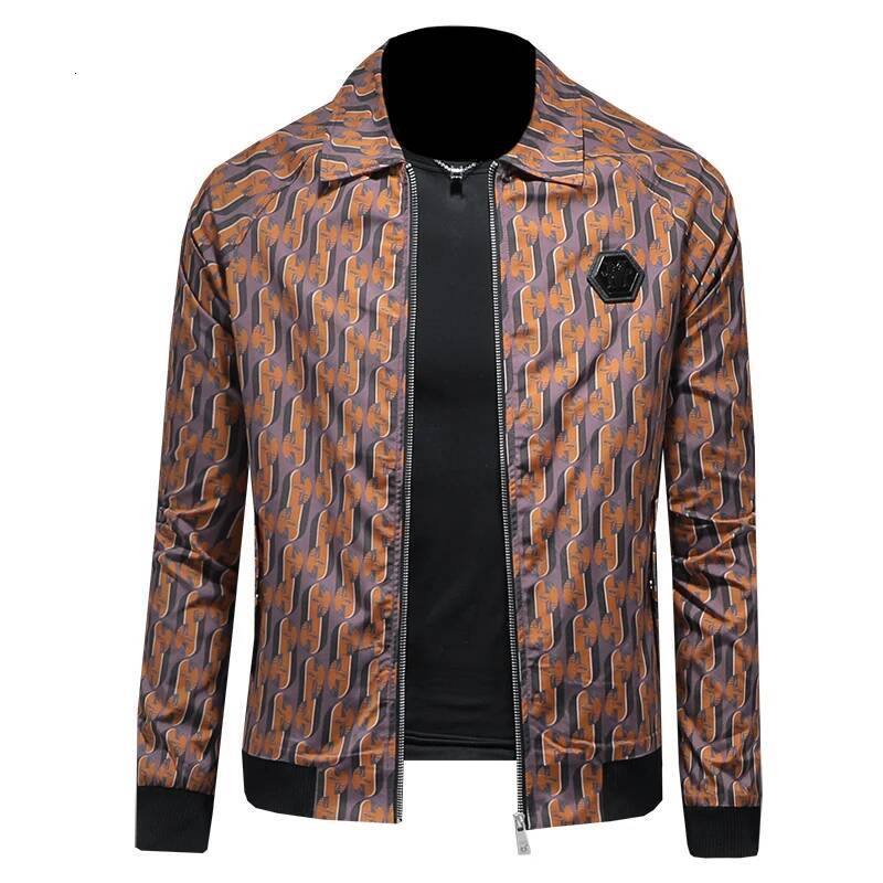 Luxury Printed Turn Down Collar Men's Jacket Business Bomber Jackets Male Casual Coats Social Streetwear Men Clothing