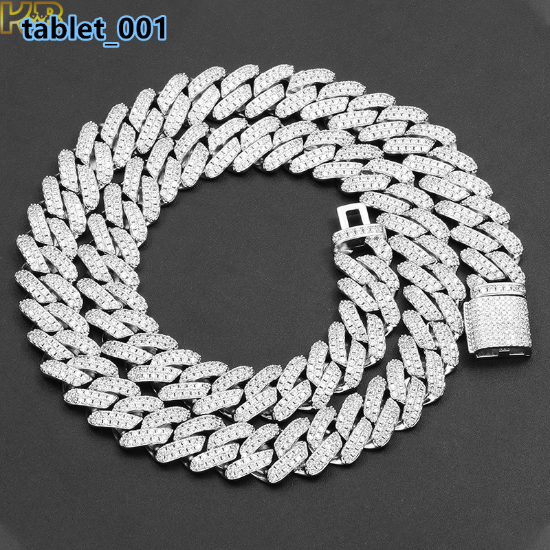 Moissanite Tennis Necklace Silver 925 Cuban Chain Hip Hop Diamond Chain VVS Moissanite Necklace for Men Women