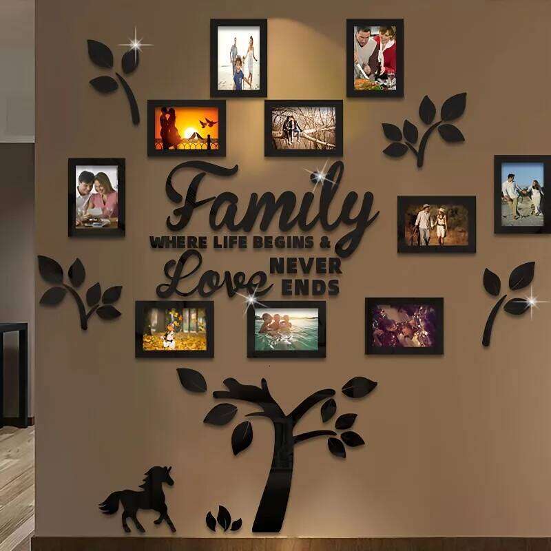 3D Decor - DIY Customizable Photo Collage Kit for Home Wedding Party & Anniversary Wall Art Acrylic Frame H260306