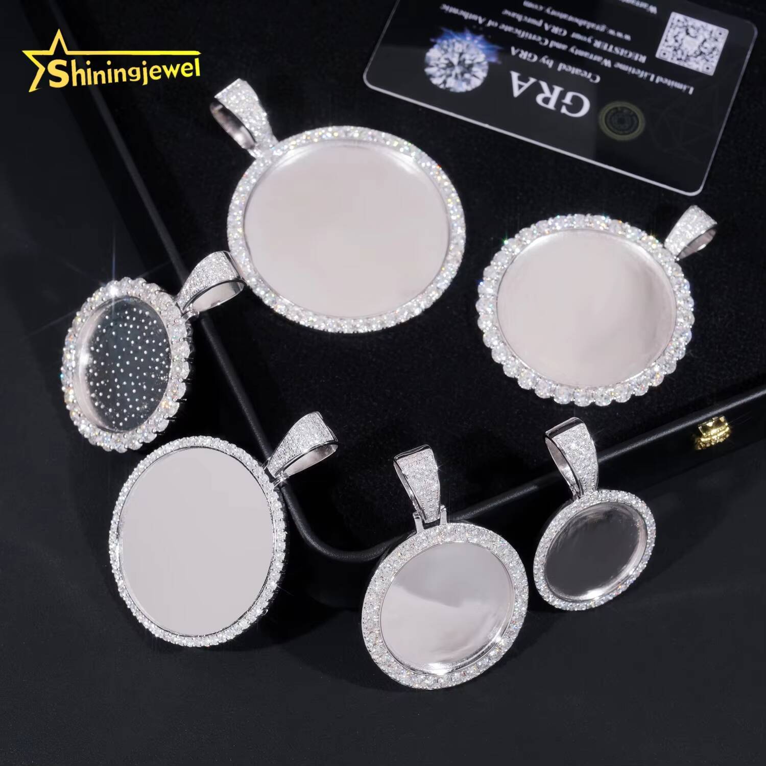 Ready to Ship Moissanite Memory Pendant S925 Gold Plated Moissanite Pass Diamond Test Moissanite Hip Hop Jewelry