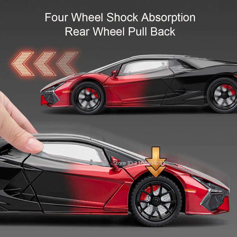 1:24 Revuelto LP770-4 Diecast Alloy Model Toys Car Doors Opened Sound Light Pull Back Front Wheel Steering Vehices Birthday Gift Z260307