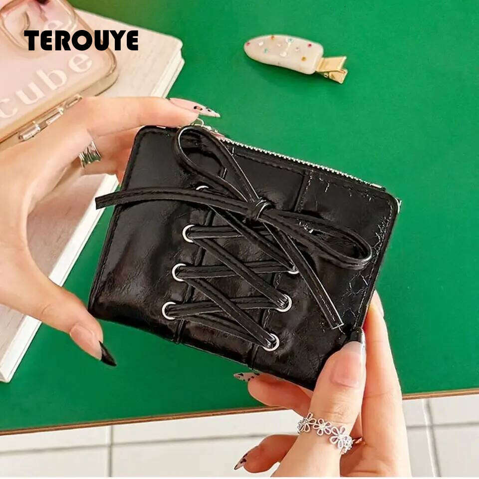 Portable Korean Style Bow Wallet Purse Ultra Thin Card Bag Multi Slot Zipper Coin Pouch Women TEROUYE