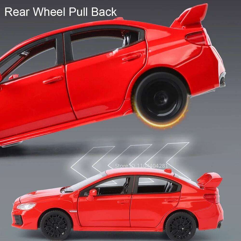 1:30 Subaru WRX STI Car Toys AE86 Alloy Diecast Model 6 Doors Opened Miniature Models Sound Light Pull Back Vehices Holiday Gift Z260306