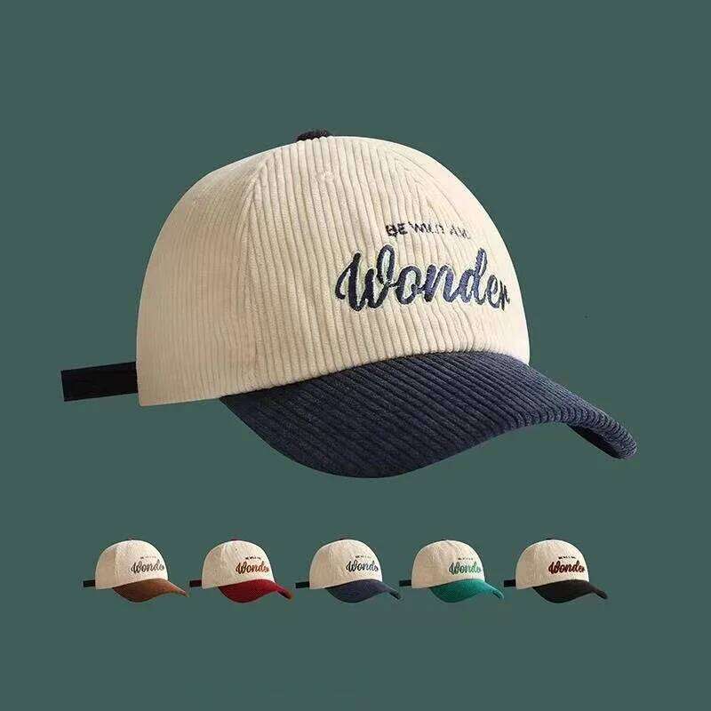 Letter Embroidery Vintage Corduroy Baseball Cap Autumn and Winter Warm Men Women Fresh Hip Hop Hat Bone Gorras Y260304