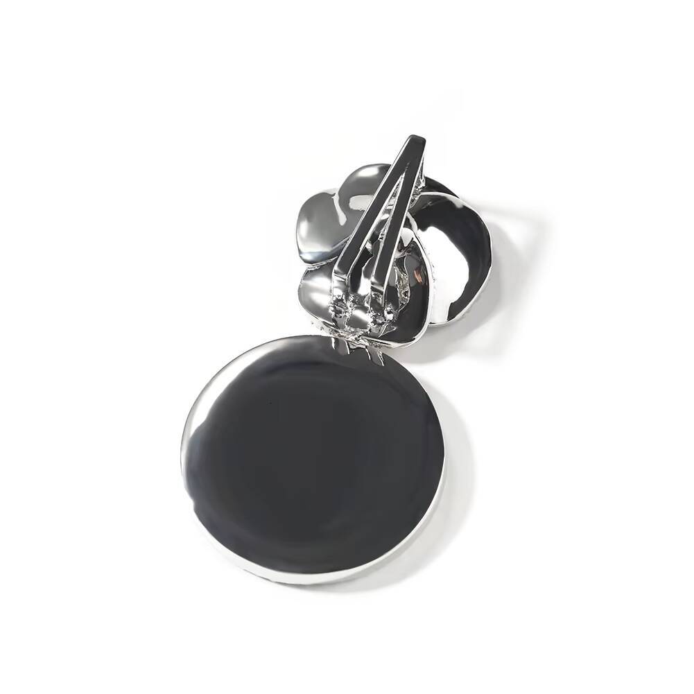 Personalized Round Shape Photo Pendant Rose Flower Hook Circle Picture Memory Necklace