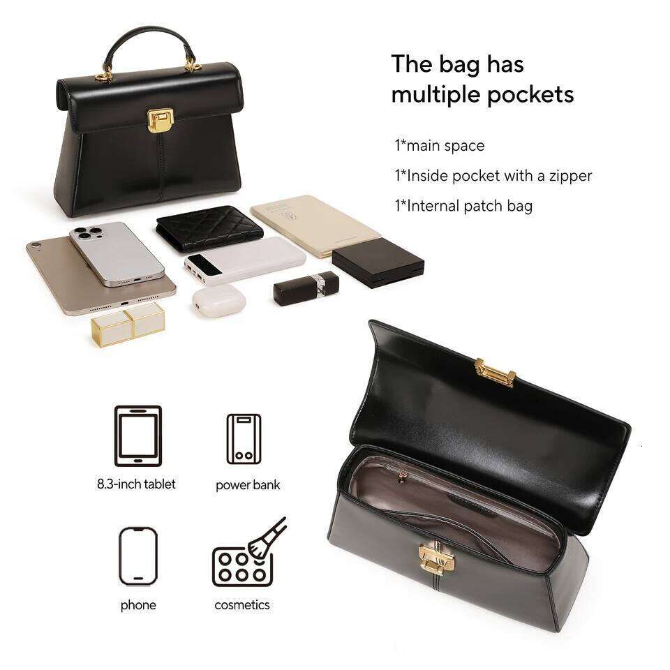 Genuine Leather Handbag With Scarf Luxury Handheld Shoulder Bag Trendy Shoulder Solid Color Commuting Bag | Bags For Women Gift Xiu Lai Si