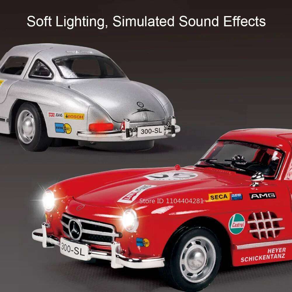 1:32 Scale 300SL E300L Diecast Alloy Toys Miniature Cars Doors Opened Pull Back Sound Light Ornament Vehices Boys Festival Gifts Z260306