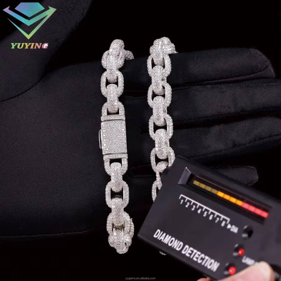 New Design Mossanite Cuban Link Bracelet 10mm Solid S925 Silver Bracelet Hip Hop Jewelry VVS Moissanite Diamond Cuban Bracelet