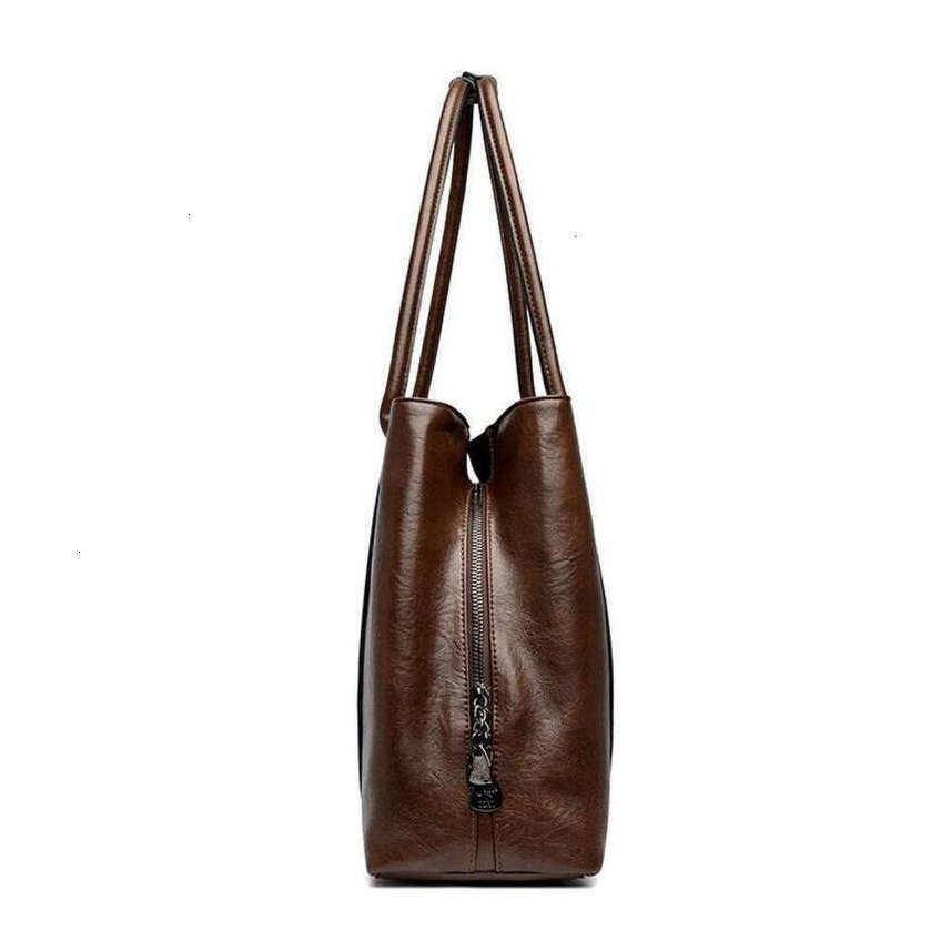 TAURUSCIAGA Large-Capacity Ladies' Genuine Leather Textured Tote Simple Commuting Single-Shoulder Bag, Retro Women's Bag Noble Temperament B