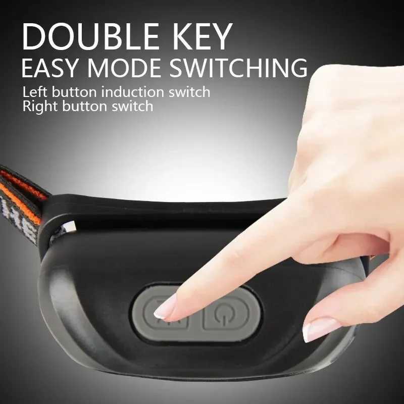 Mini Strong Light Headlamp Portable LED Sensor Industrial Headlamp USB-C Rechargeable Headlight Outdoor Camping Fishing H260307