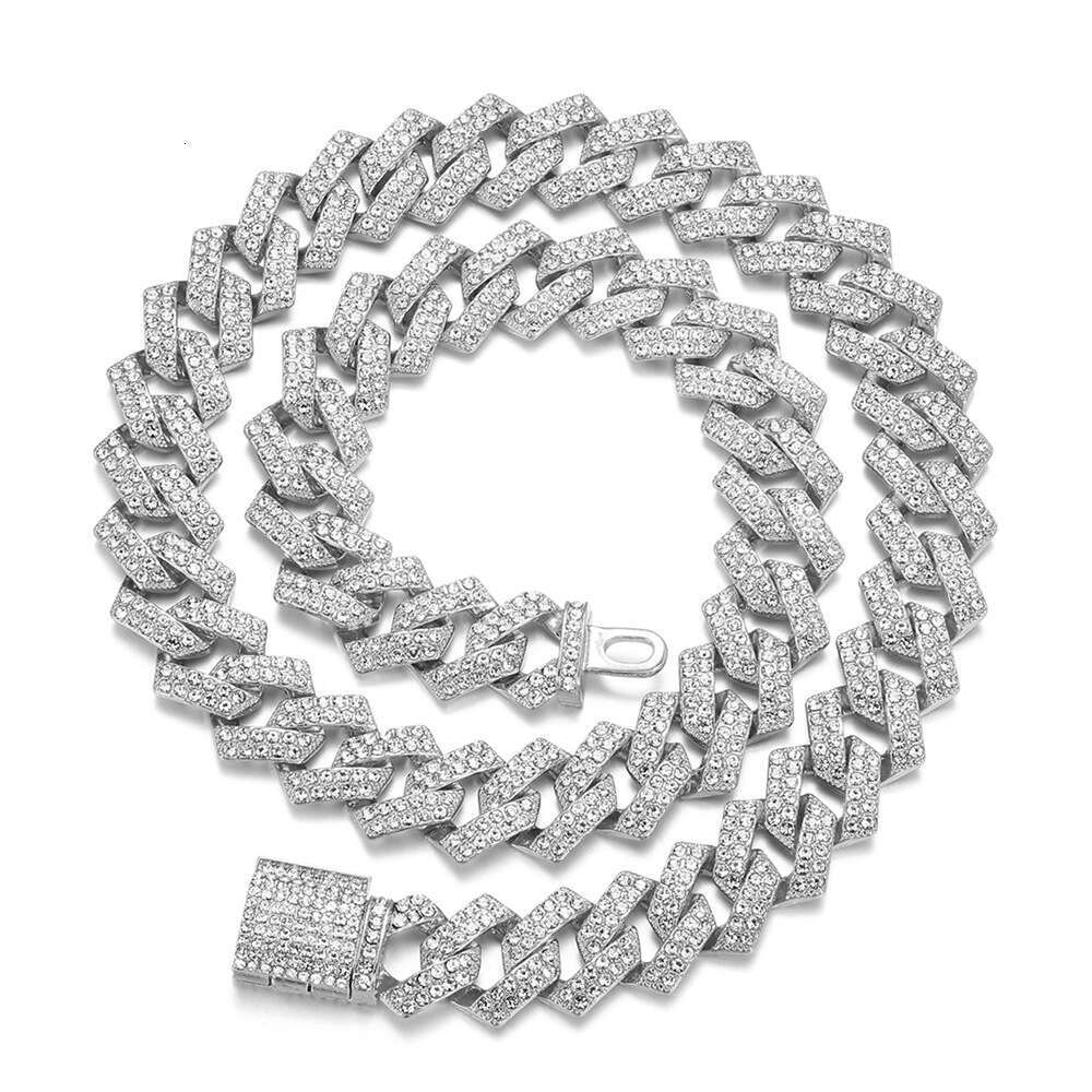 Cuban Chain 15mm Fashionable High-Quality Full-Diamond Necklace Hip-hop Jewelry Wholesale from Factory