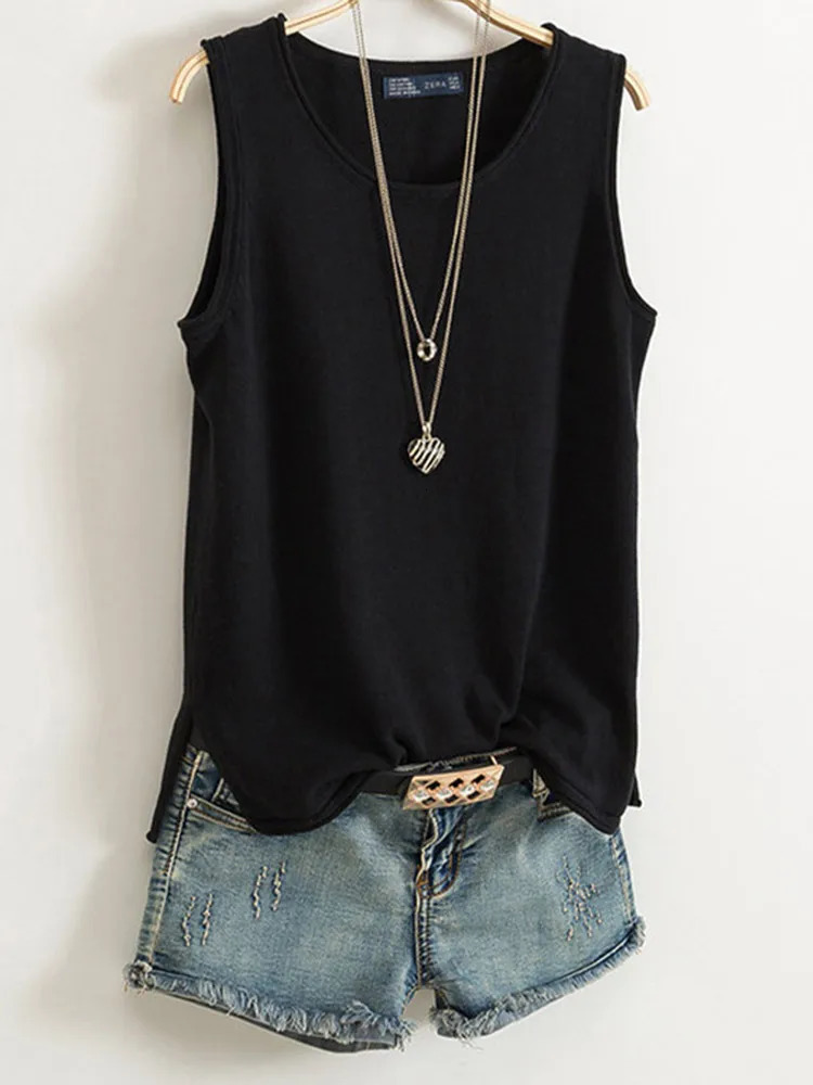 Cotton and Linen Camisole Womens Summer I-shaped Sleeveless Knitted Bottoming Shirt Short Outer Wear Loose Top Solid 260306