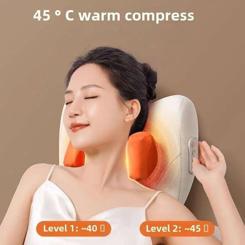 JAIYORL Trapezius Electric Massage Pillow Wireless Car And Home Massager Heating Waist Neck Leg Cervical Shiatsu Kneading 26Y0307