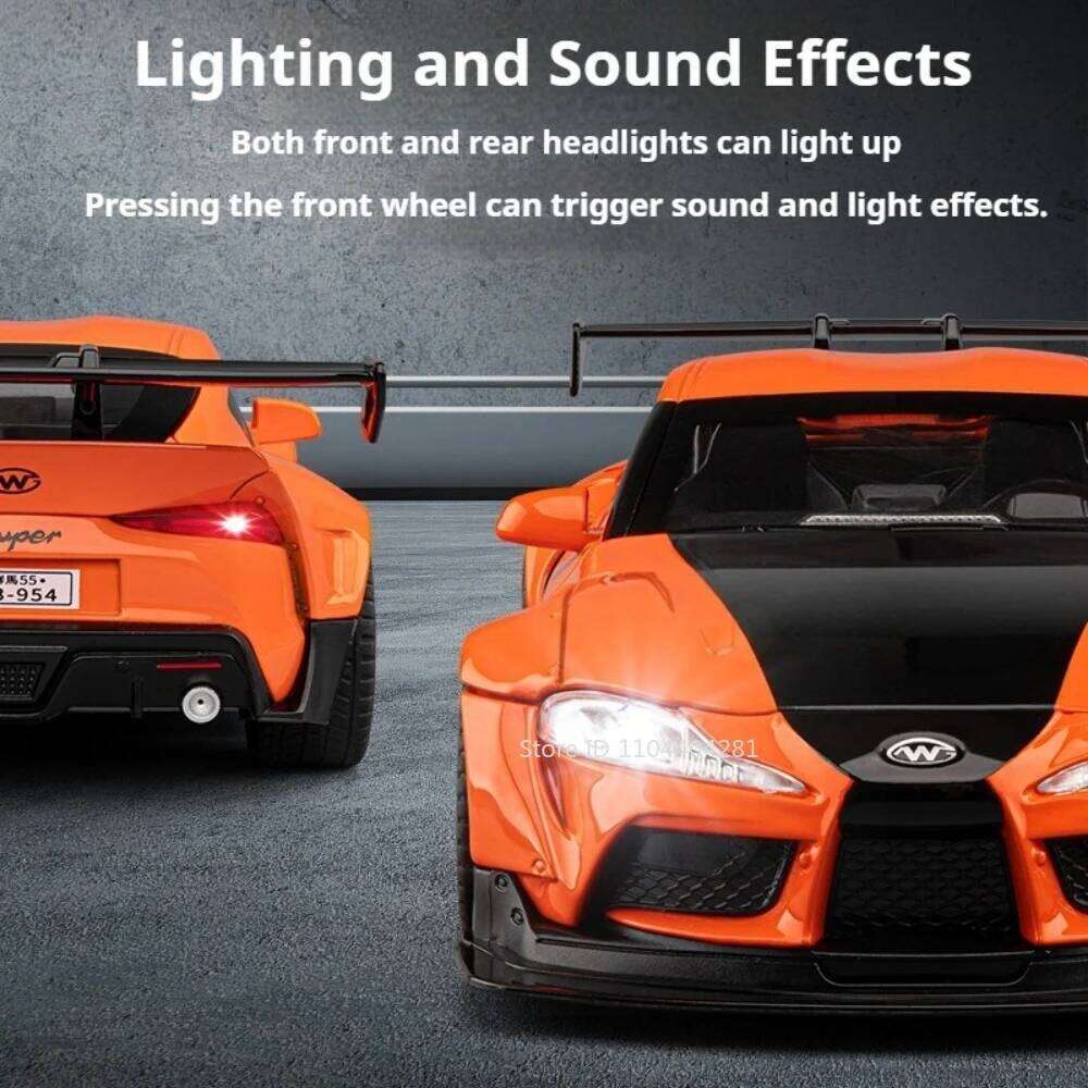 1:22 Supra GTR Alloy Diecasr Sports Car Model Toys 4 Doors Opened with Sound Light Pull Back Miniature Vehices Popular Ornaments Z260307