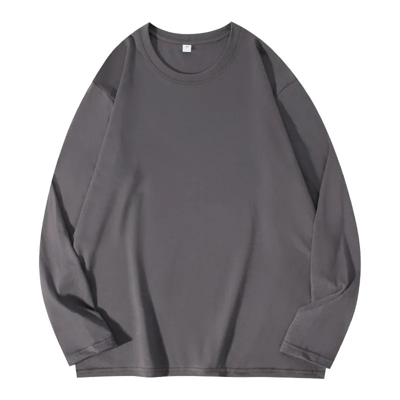 Cotton Longsleeved Tshirt Mens Solid Color Heavyweight Oneck Bottoming Shirt Spring Autumn Couple Casual Tops High Quality 260302