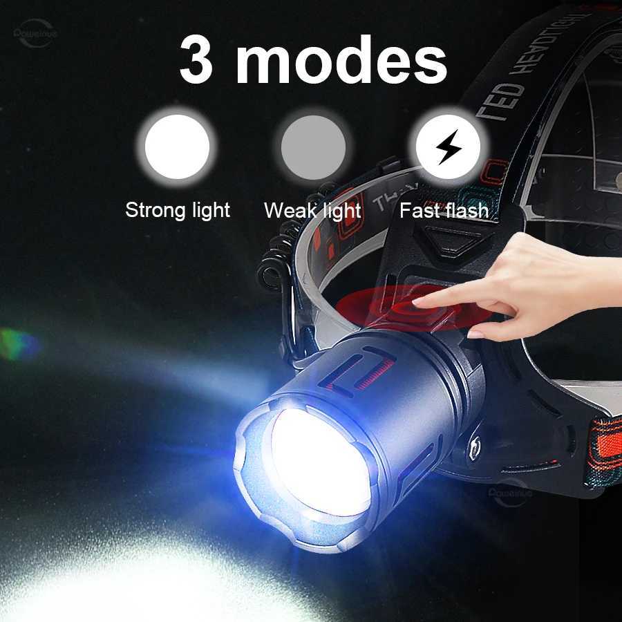 890000000LM Super Bright LED Headlamp Rechargeable Lamp Long Range 6000M Head Flashlight Outdoor Fishing Lantern LED Work Light H260307