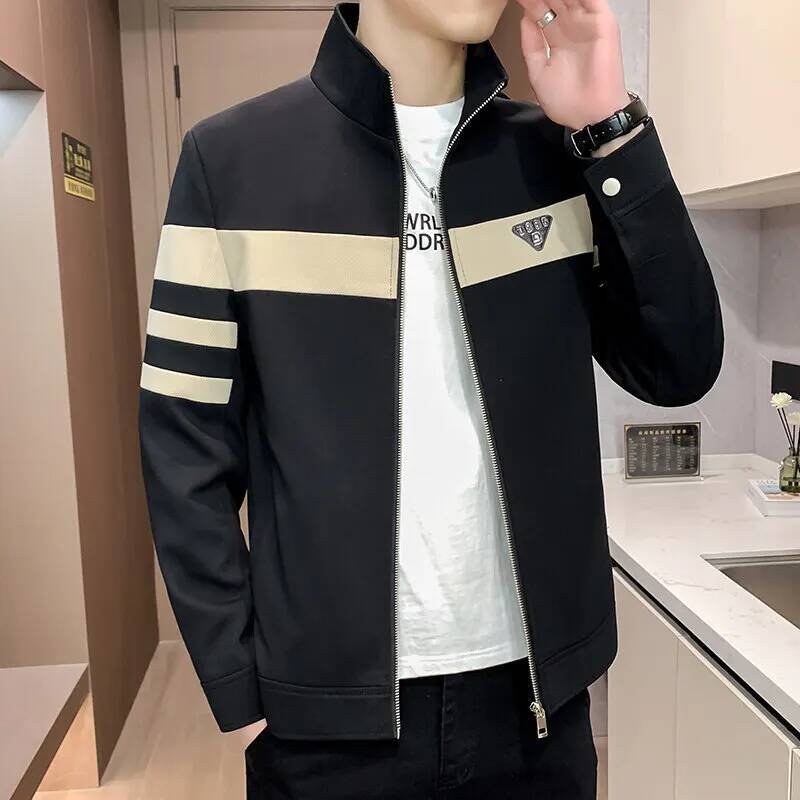 Brand 2025 Spring/Summer Men's Stand Up Collar Zipper Fashion Versatile Casual Jacket Handsome Business Social Coat