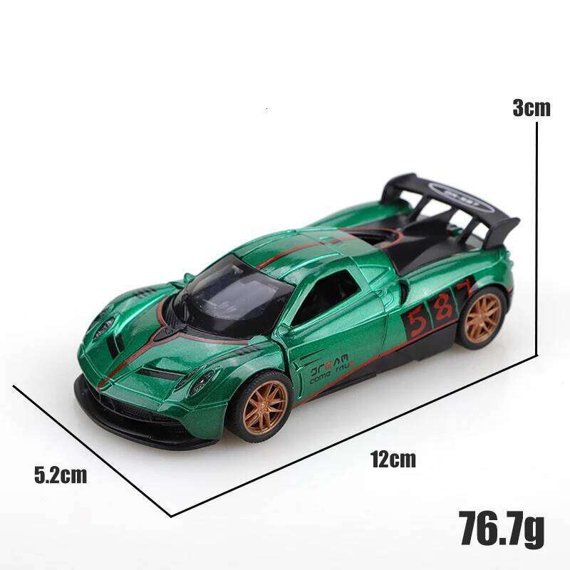 Bagged 1.36 Pagani racing car toy, cool three-door alloy pullback car, stylish contrasting colors, children's toy Z260306