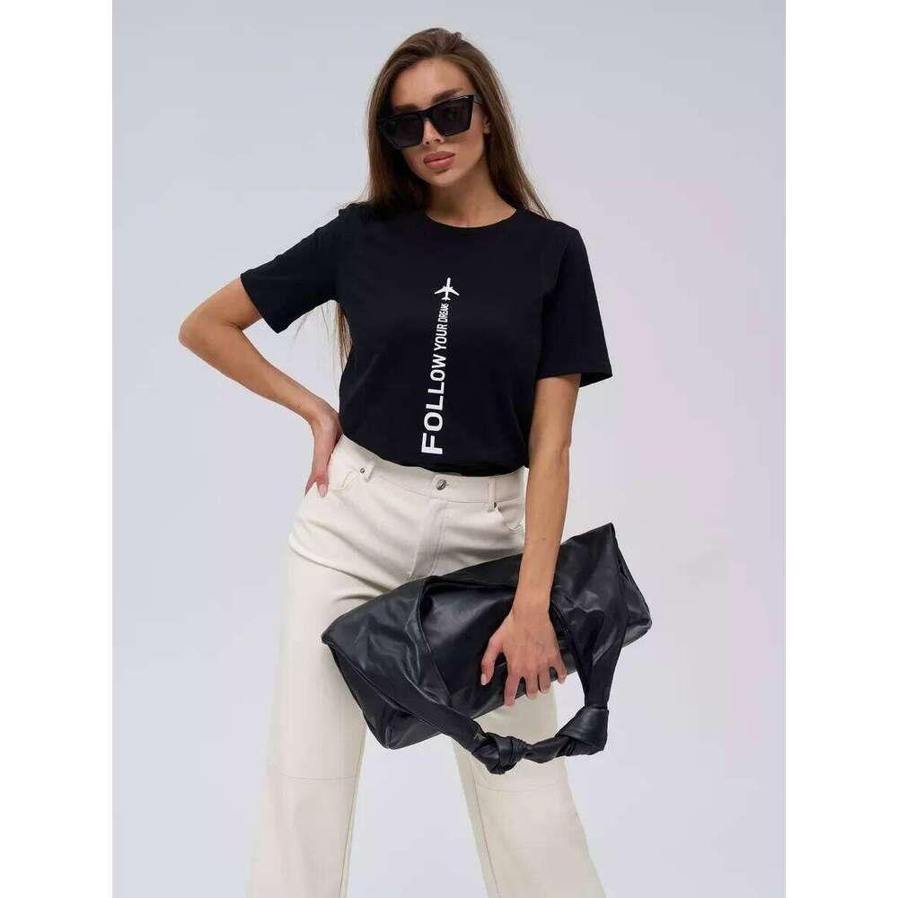 Summer Cotton Top PROSECCO MOOD Letter Printed Women's Casual Street Y2K Harajuku Loose T-shirt Tops XJ260306