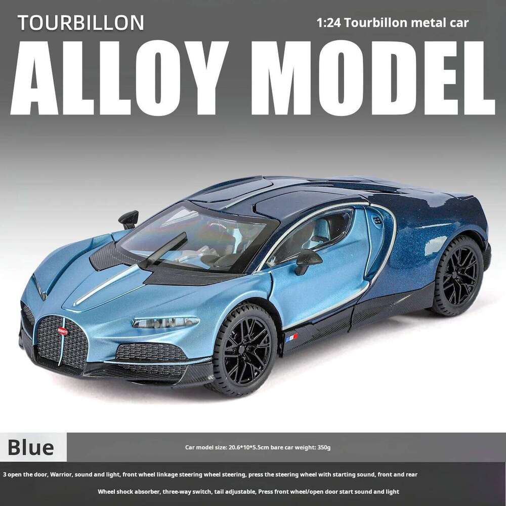 High quality Limited editio 1:24 Simulation Bugatti tourbillon alloy sports car with sound and light model boys' toy gift Z260306