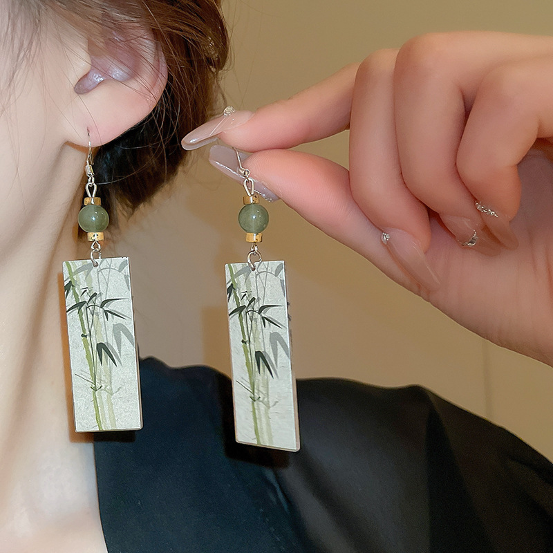 925 Silver Natural Shell Pearl Crystal Jewelry Chinese Ethnic Style Fan Shell Pendent Long Tassel Dangle National Style Earrings for Women Jewelry Gif