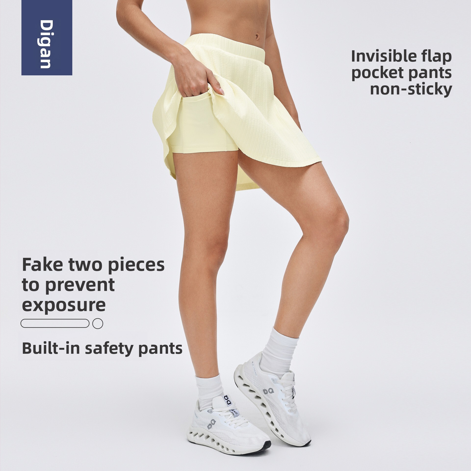 New Quick-Dry Sports Fake Two-Piece Running Anti-Exposure Yoga Fitness Short Tennis Skirt for Women