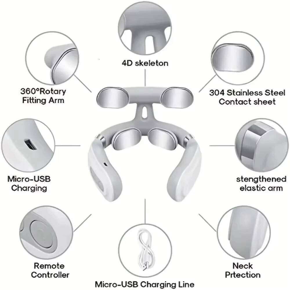 New Massage Intelligent USB Rechargeable Adjustment Heating Pressing Portable Pulse Cervical Spine Massager Neck Care 26Y0307