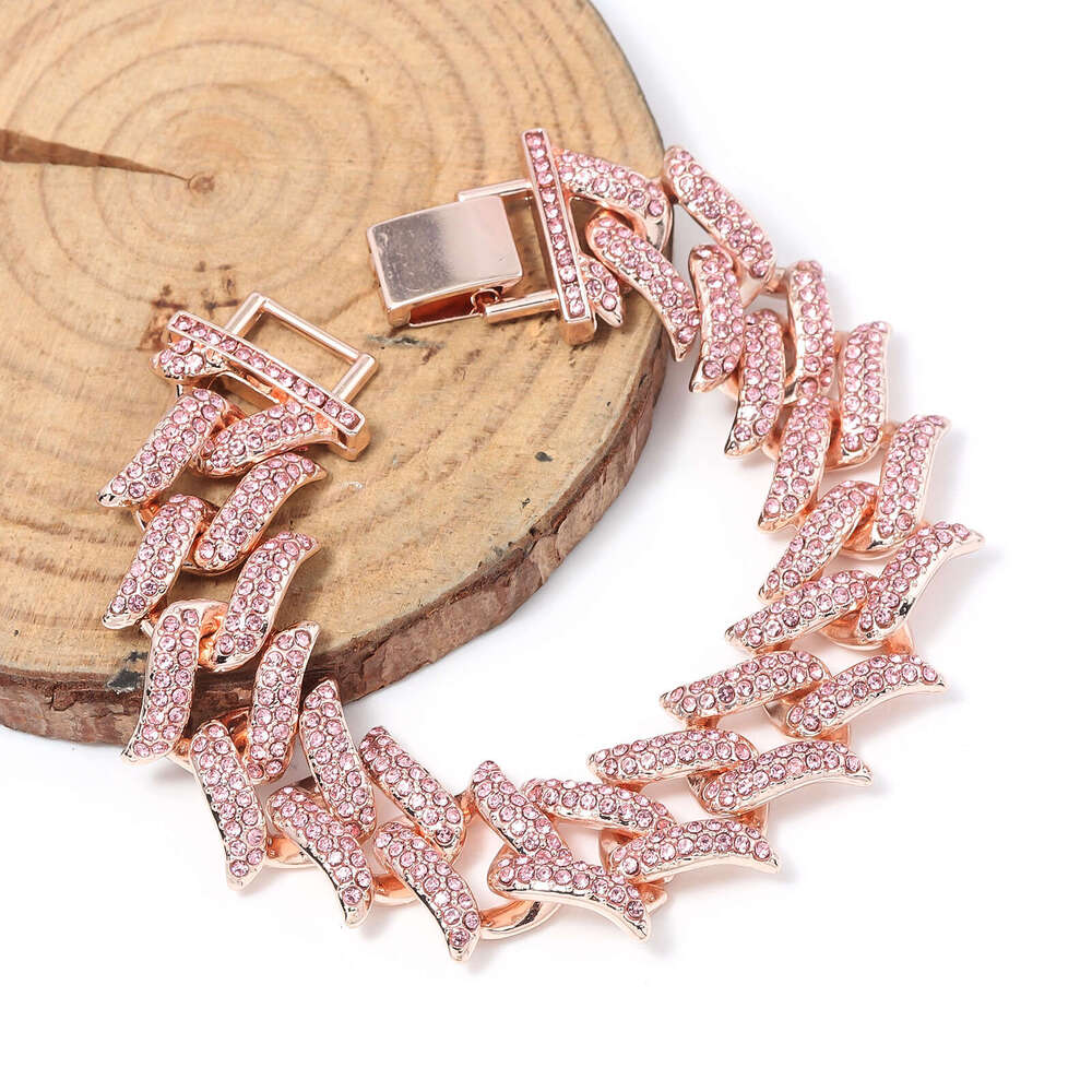 Best-selling in Europe and America, high-quality alloy heavy-duty Cuban chain diamond-studded men's rap hip-hop chunky bracelet