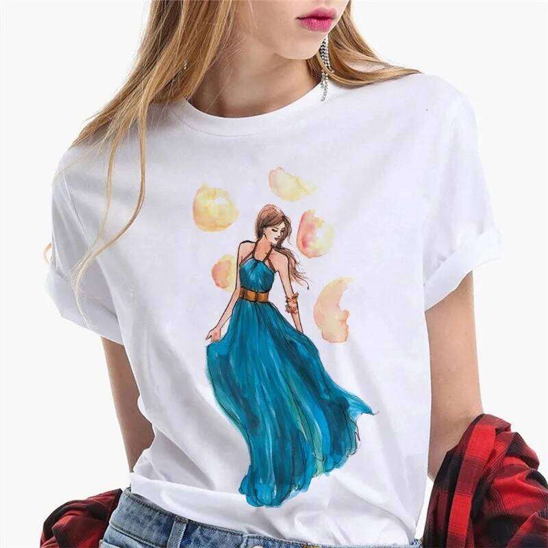 Paris Girl Europe and America Fashion Loose Ins White Short-sleeved T-shirt Woman Graphic T Shirts Harajuku Women Clothes XJ260306