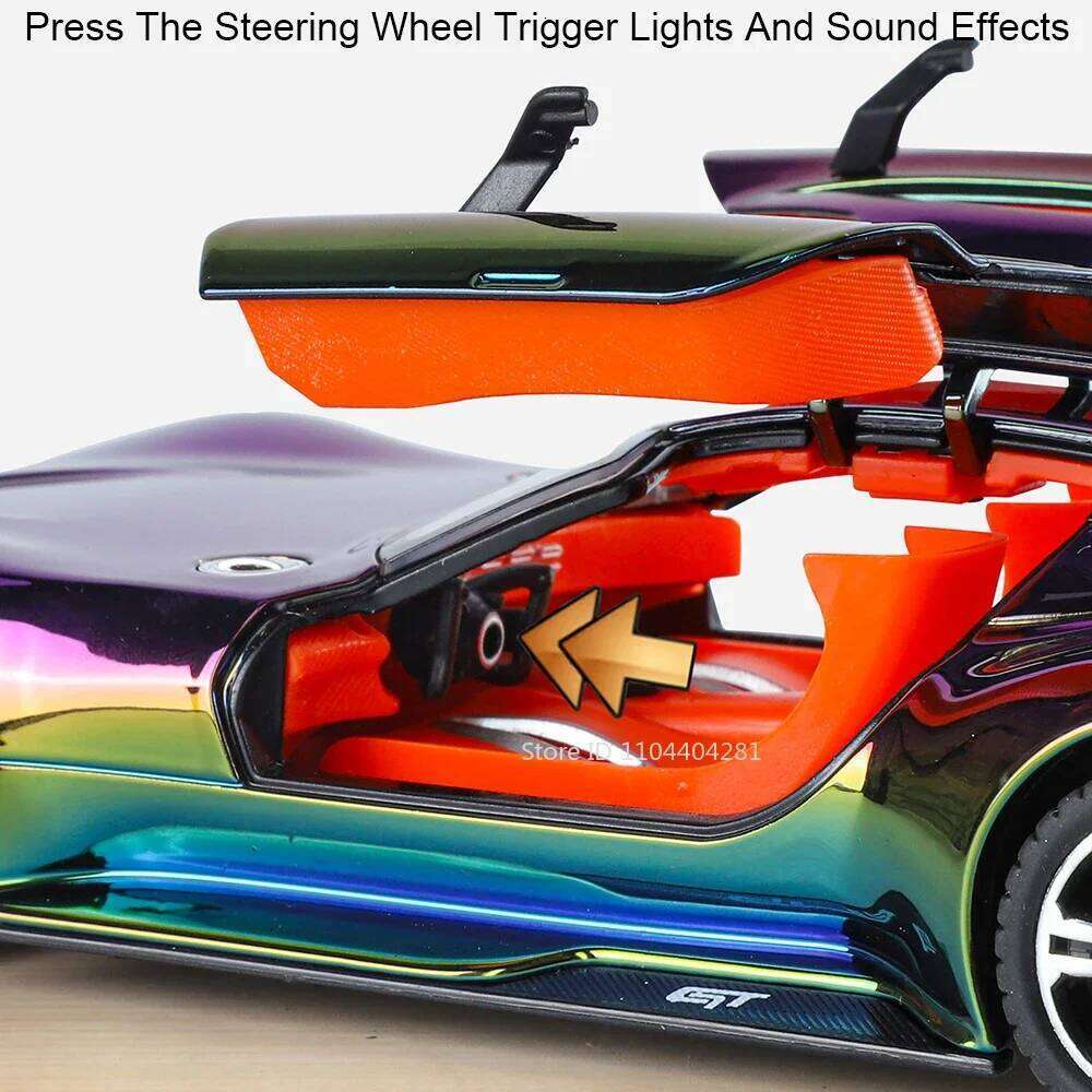 1:24 Vision GT 300SL Sports Car Model Diecast Alloy Toys Sound Light Pull Back Doors Opened Miniature Vehices Toddler Kids Gifts Z260307