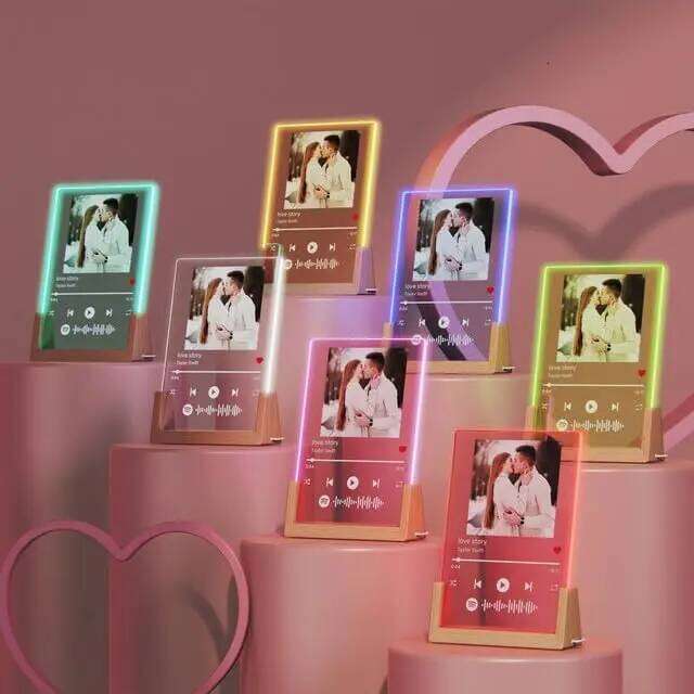 Customized Spotify Music Plaque For Anniversary Valentine Day Personalized Acrylic Photo Frame Lamp Copule Romantic Gifts H260306