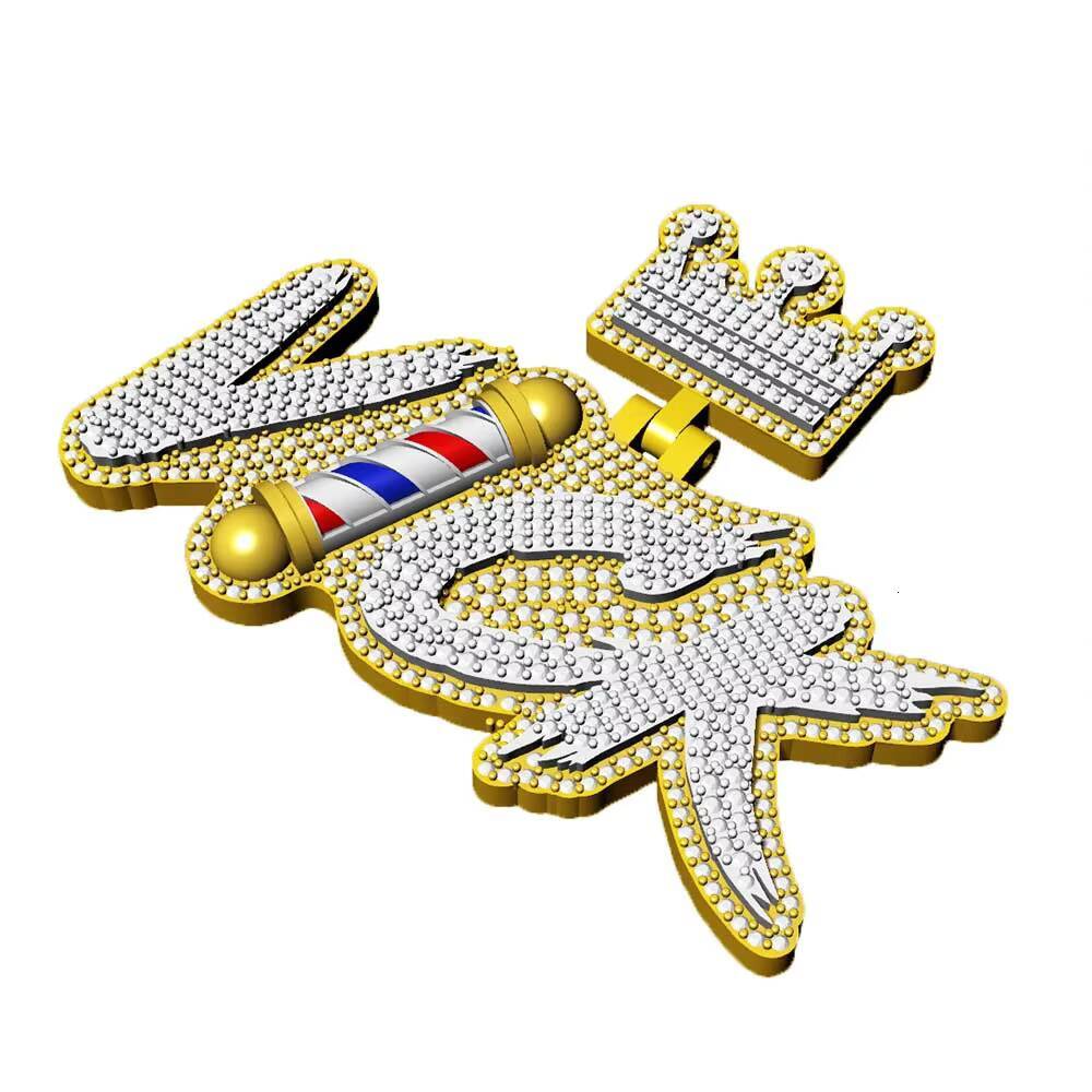 NUOYA Iced Out Moissanite Initial Letter Pendant Passes Diamond Tester Customized Crown Hook Hip Hop Pendant Jewelry Gift