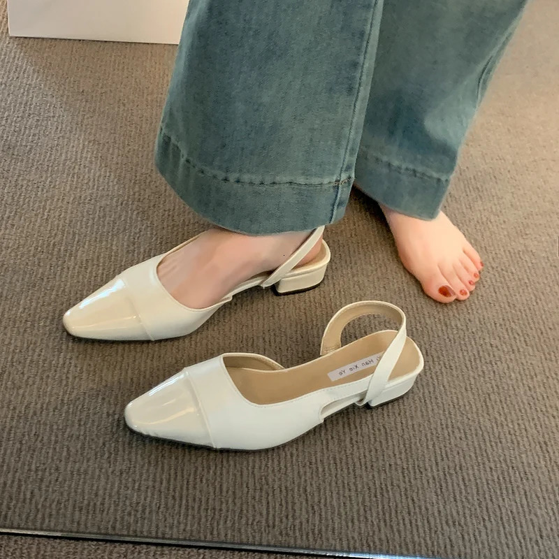 Summer Cover Toe Slip On Women Sandals Concise Thick Heel Singbacks Mules Shoes Female Elegant Party Dress Sandalias 260303