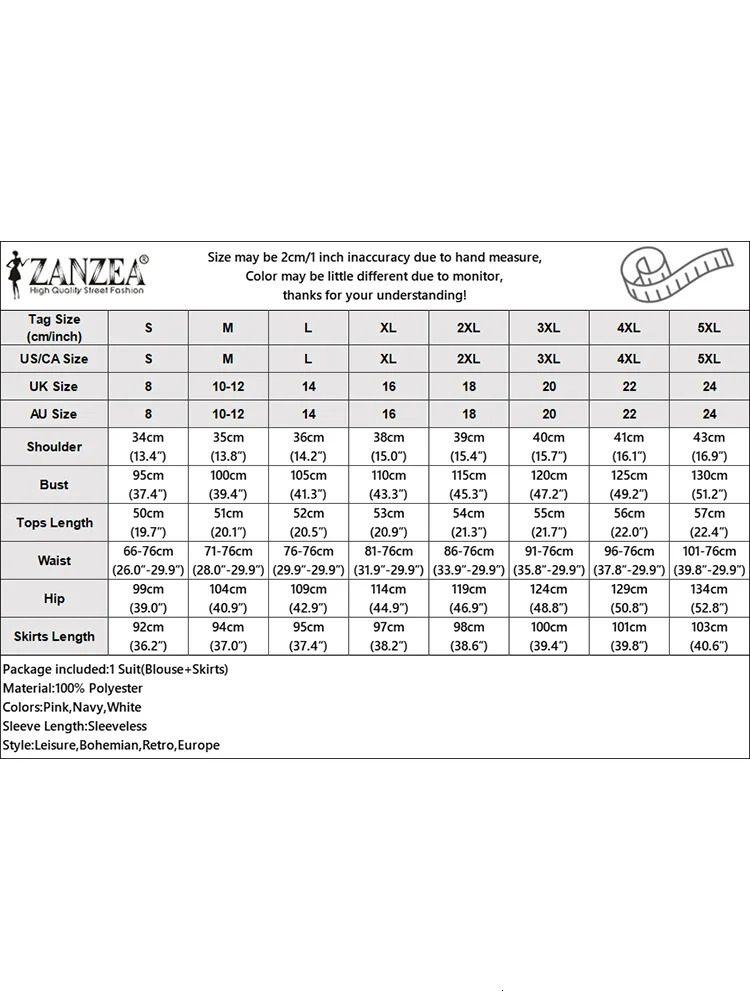 ZANZEA Fashion Striped Skirt Sets Women Vintage Printed Sleeveless Tops and ALine Long Skirts 2 Pieces Dress Woman Outfits 260306