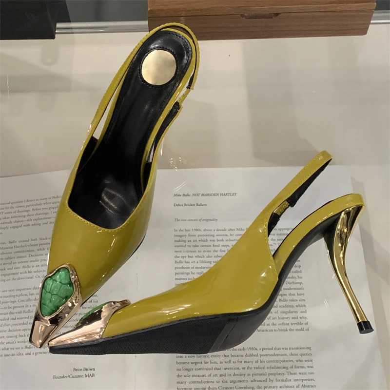Eilyken Street Style Inlay Diamonds Woman Pumps Sandals Elegant Sexy Thin Heels Pointed Toe Banquet Prom Slingbacks Shoes 260306