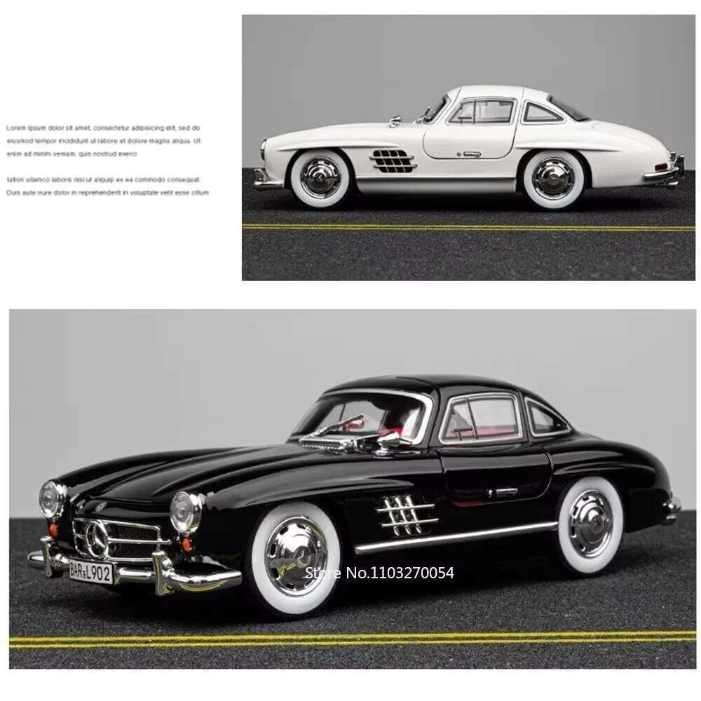 1:24 300SL W140 Alloy Model Toys Diecast Car with Sound Light Pull Back Doors Opened Miniature Models Classic Toy Gifts for Boys Z260307