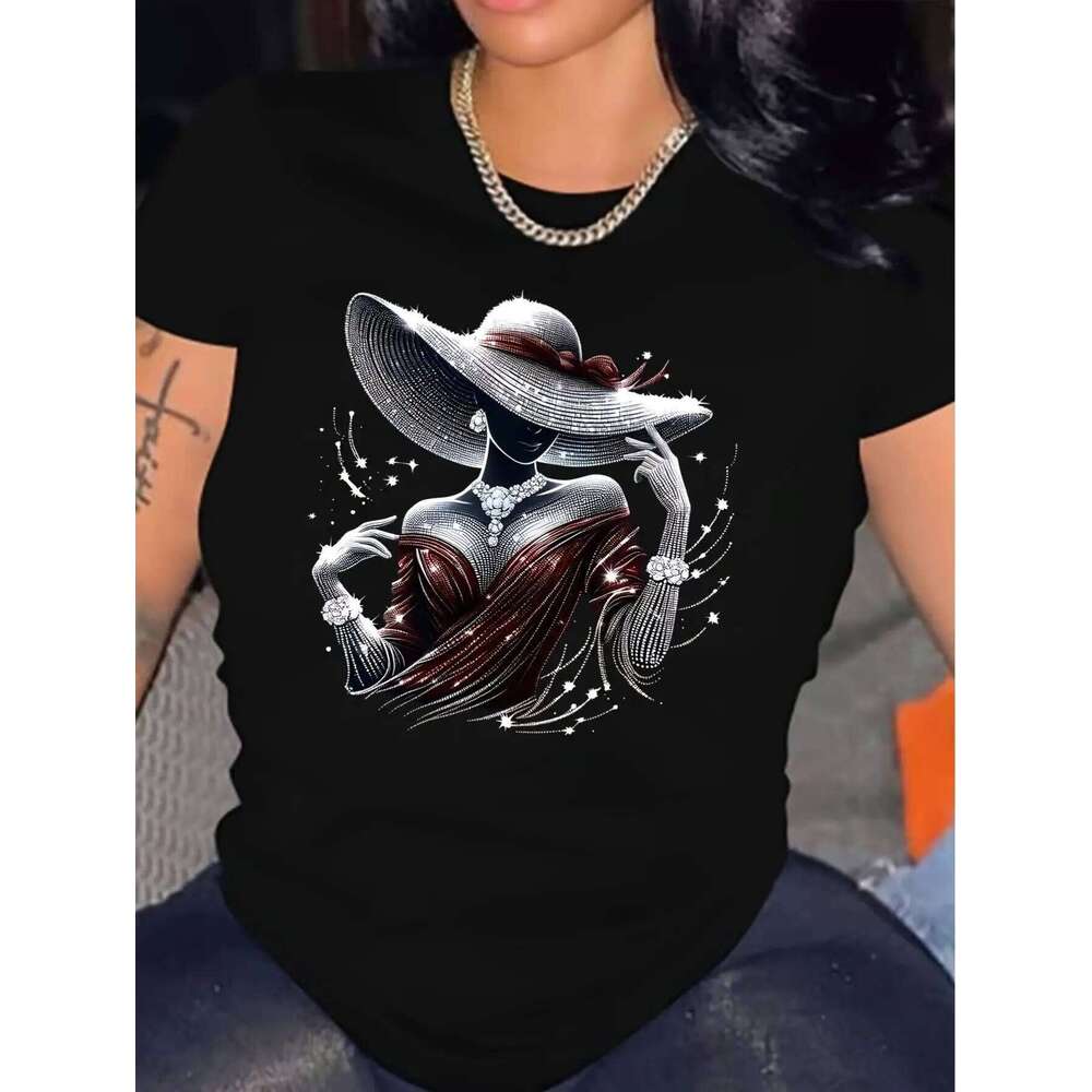 Women's Casual Graphic Crew Neck Short Sleeve T-Shirt Trendy Streetwear for Spring Summer Autumn XJ260306