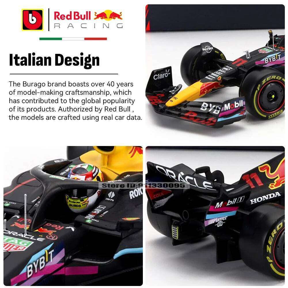 Bburago 1:24 2023 F1 Red Bull RB19 Miami Station 1 Perez # 11 Alloy Car Formula One Die Casting Model Gift Toy Boy Z260306