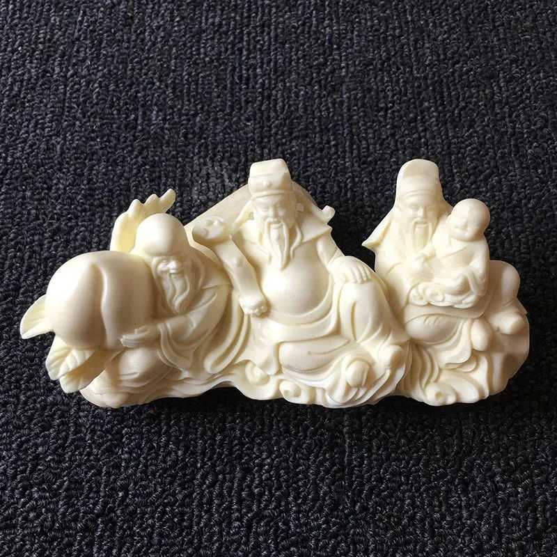 Chinese Resin Fu Lu Shou Sculpture Feng Shui Decor for Home Office CaT260307